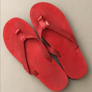 Rainbow Sandals // Red thin strap single layer
